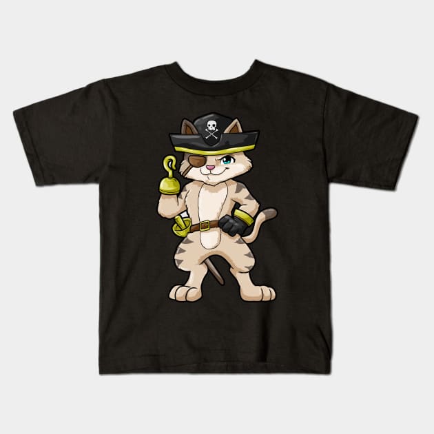 Funny pirate with dirk and scimitar Kids T-Shirt by Markus Schnabel